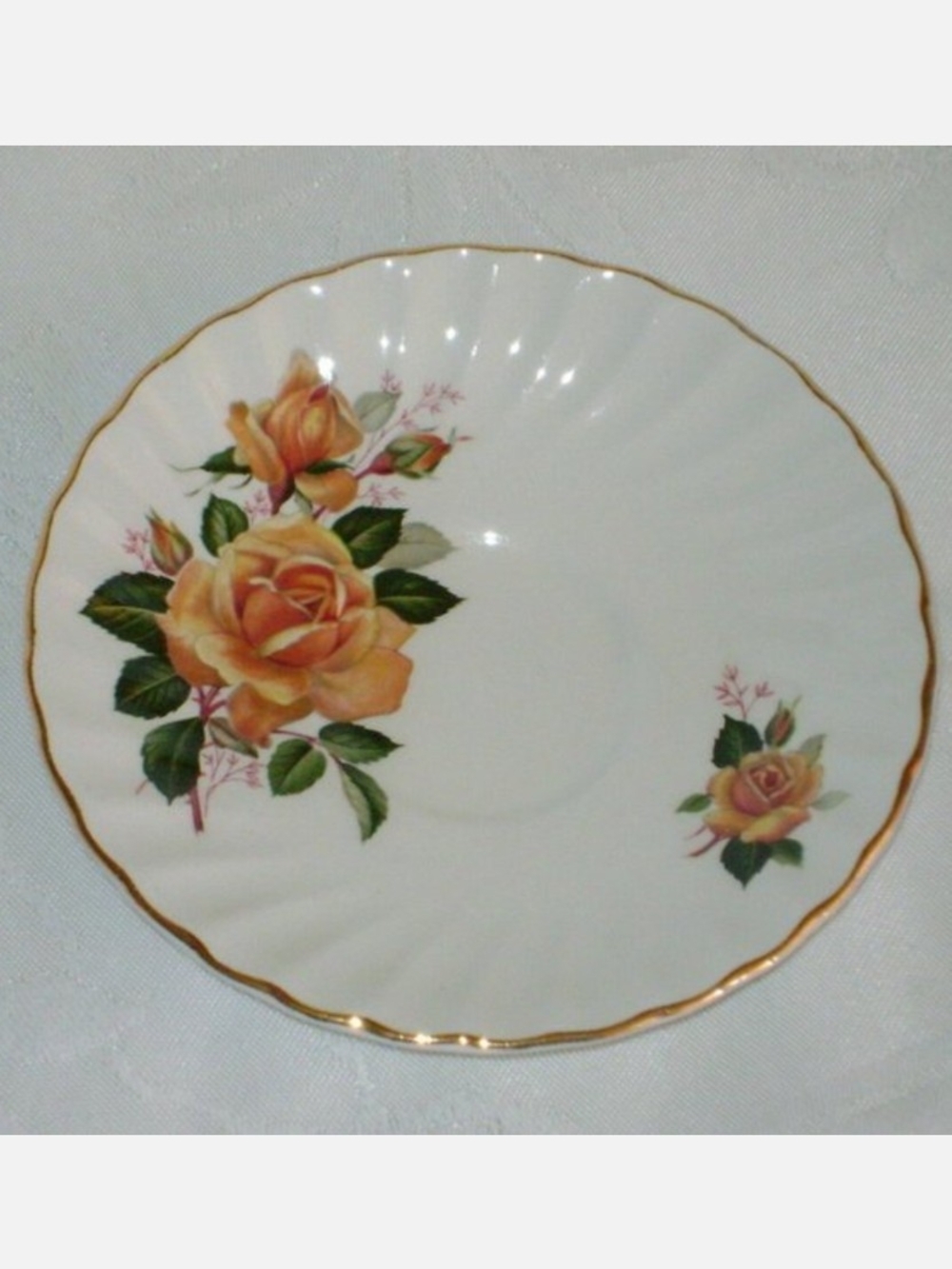 Old Foley Bone China Saucer James Kent England Vintage Yellow Roses Gold Floral